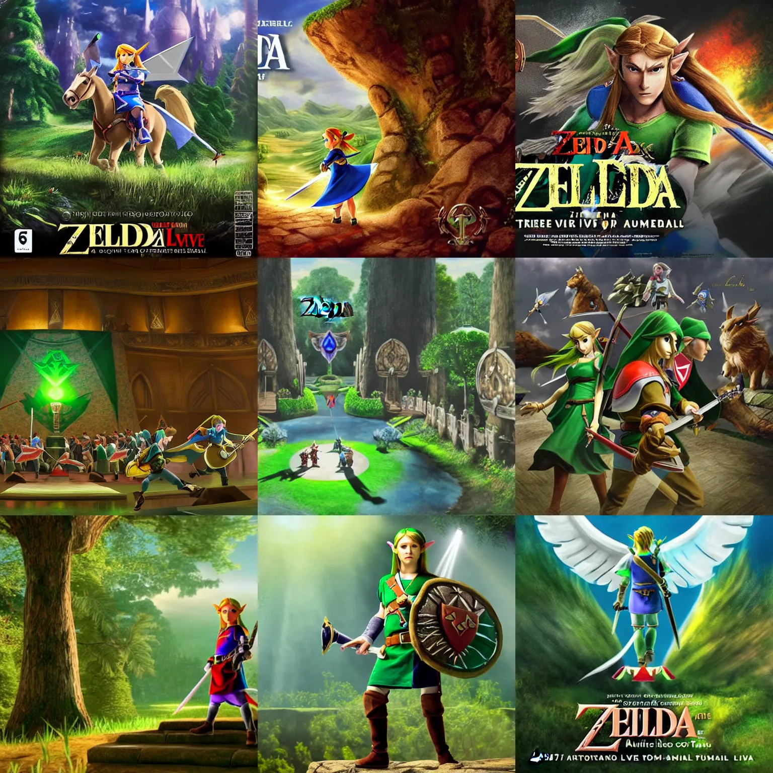 Prompt: zelda, ocarina of time live action concert art, nintendo 6 4, unreal engine