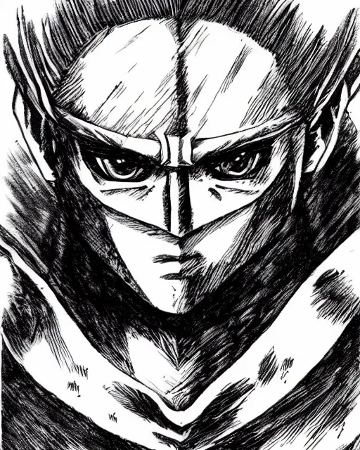 Image similar to guts berserk, character art by kentaro miura, handsome manga portrait illustration