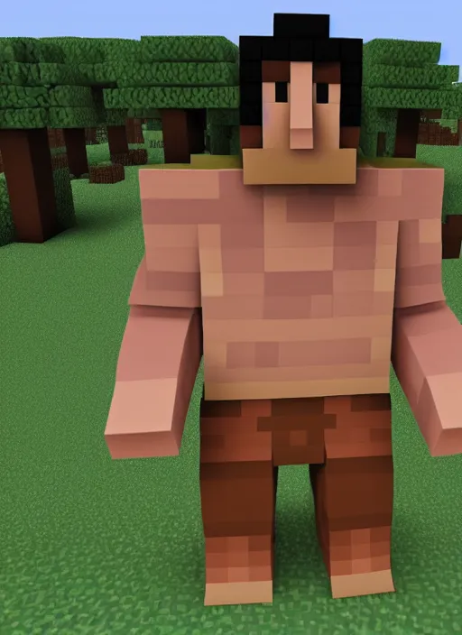 Prompt: andre the giant in minecraft