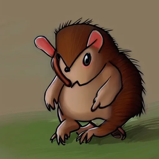 Image similar to character design of cute australian echidna, cartoon style ， by movie fantastic beasts and where to find them