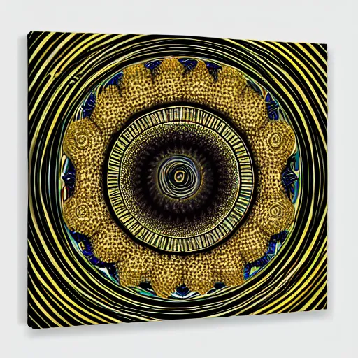 Image similar to twisting three dimensional multilayered pattern vortex inside a hexagonal shape, swirling, intricate detail, complex, jade, gold, silver, obsidian, ornate,