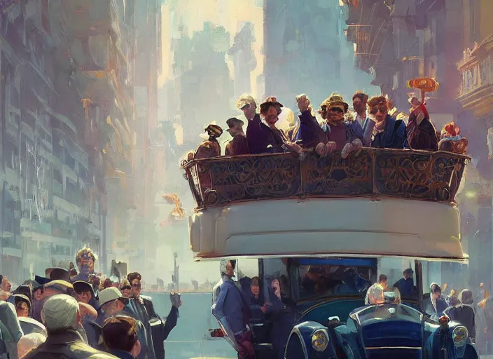 Prompt: large oligarch riding a coach pulled by crowd if poor people in harness Mandelbrot fractal by Craig Mullins, ilya kuvshinov, krenz cushart, artgerm trending on artstation by Edward Hopper and Dan Mumford and WLOP and Rutkovsky, Unreal Engine 5, Lumen, Nanite