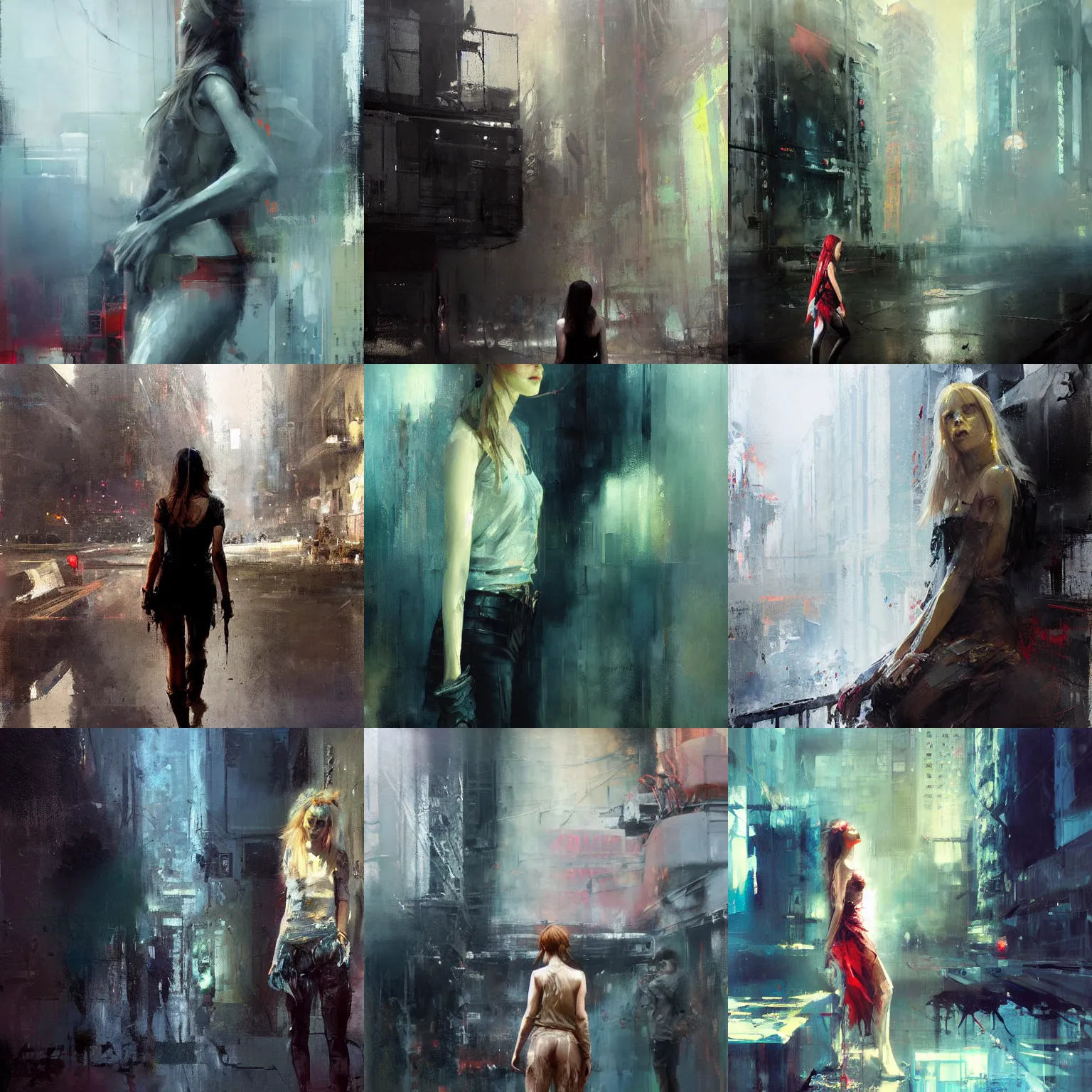 Prompt: a pretty elf girl standing in front of a giant monster painted by jeremy mann, street - level, dripping oil paint, thick brushstrokes, abstracted painterly techniques, high resolution