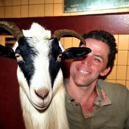 Prompt: goat loves another goat in a bar