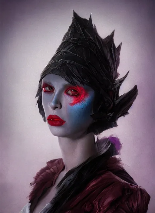 Prompt: portrait of sinister girl with pouty aerochrome lips, skeksis, unforgivable, cute bandaid on nose!!, expressive eyes, full body, deathly skin, greg rutkowski, charlie bowater, yuumei, stephen gammell, unreal 5, daz, hyperrealistic, octane render, rpg portrait, dynamic lighting, fantasy art, beautiful face