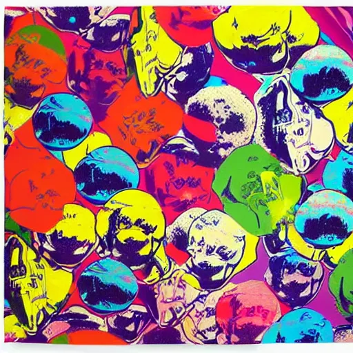 Image similar to dumplings flying through multiverse universe galaxy, popart, vivid colors, by Andy Warhol