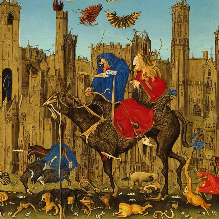 Image similar to a book, medieval illustrated bestiary coming alive. painting by frank sedlacek.