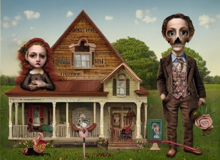 Image similar to simple folk art, lowbrow, matte painting, 3 - d highly detailed, in the style of mark ryden,