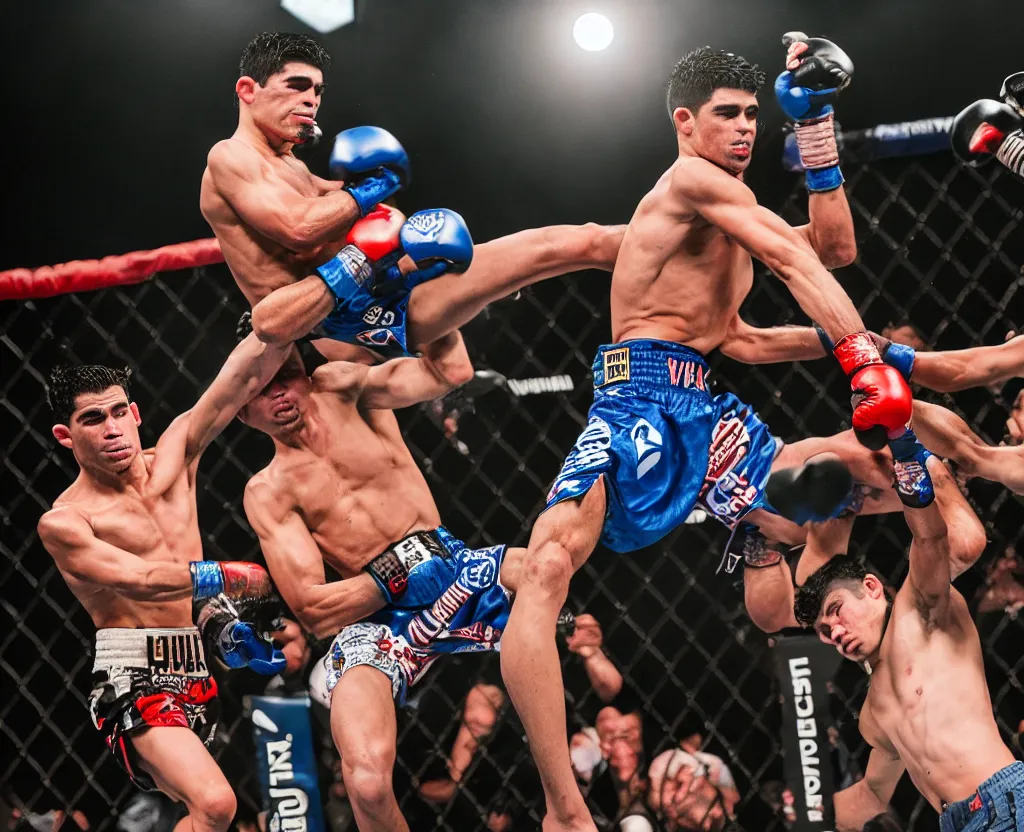 Image similar to chito vera knocks out dominick cruz via headkick, by annie leibovitz and steve mccurry, natural light, detailed face, canon eos c 3 0 0, ƒ 1. 8, 3 5 mm, 8 k, medium - format print