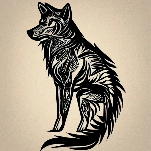 Image similar to tattoo stencil on paper detailed vector wolf