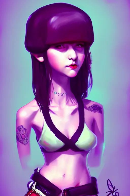 Prompt: a cute girl punk inspired by art Artstation Alena Zmienko, sketch, photoshop