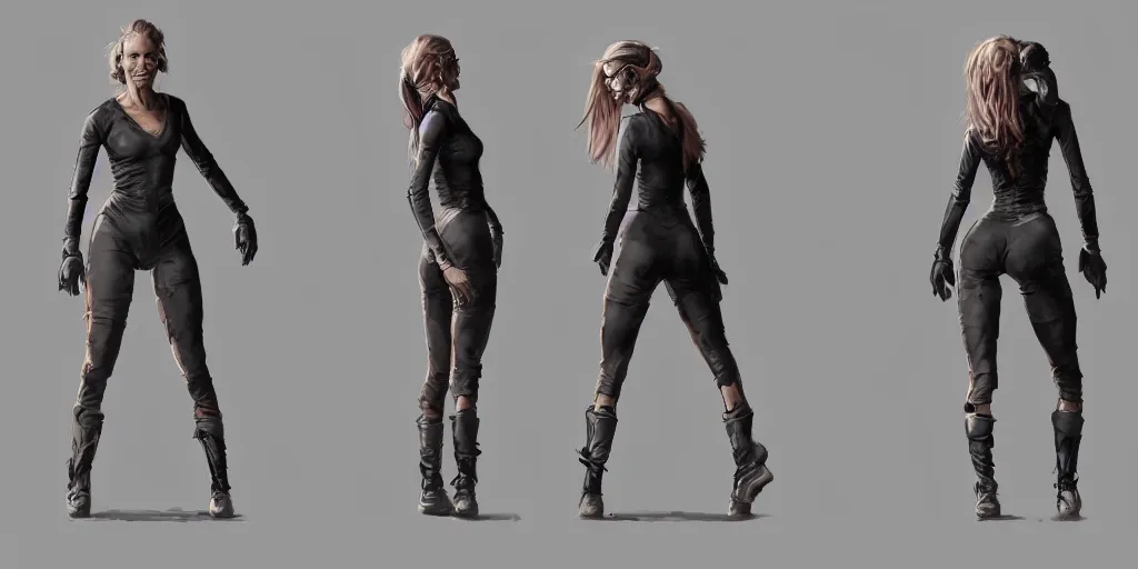 Image similar to tough halston sage running cycle, character sheet, fine details, concept design, contrast, kim jung gi, greg rutkowski, trending on artstation, 8 k, full body, turnaround, front view, back view, ultra wide angle