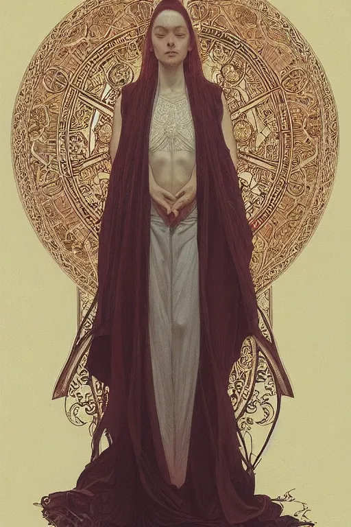 Image similar to a full body portrait of a beautiful ethereal delicate mage queen meditative sacral pose catholic stages of the cross, intricate, elegant, highly detailed, digital painting, artstation, concept art, smooth, sharp focus, illustration, art by krenz cushart and artem demura and alphonse mucha