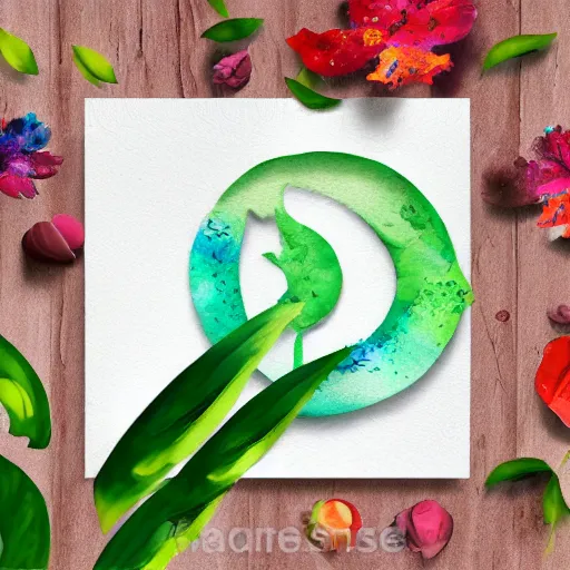 Image similar to 3 d watercolor nature logo on white background