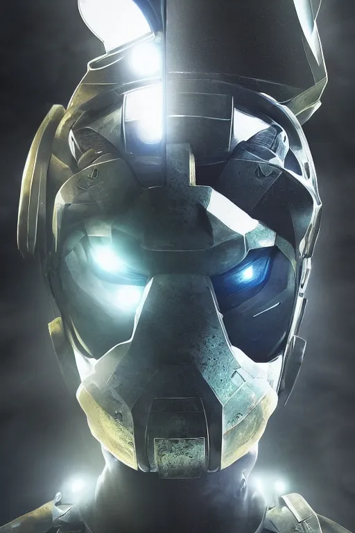 Image similar to robot ninja mask helmet halo master chief radiating a glowing aura global illumination ray tracing hdr fanart arstation by ian pesty and katarzyna da „ bek - chmiel