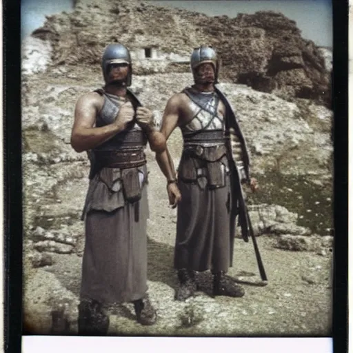 Image similar to polaroid of ancient roman soliders by Tarkovsky