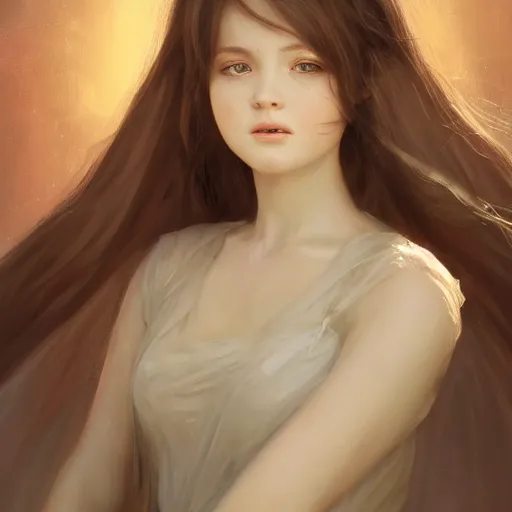 Prompt: Portrait of a beautiful young graceful female holy angel， full of details, matte painting, concept art, smooth, by krenz cushart and wlop，Soft light atmosphere，trending on cgsociety and artstation，8kHDR，light effect，rtx on，-H 768