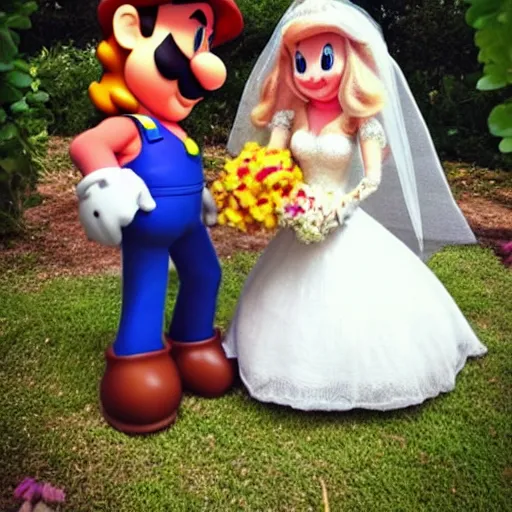 Prompt: “Princess peach and Mario getting married”