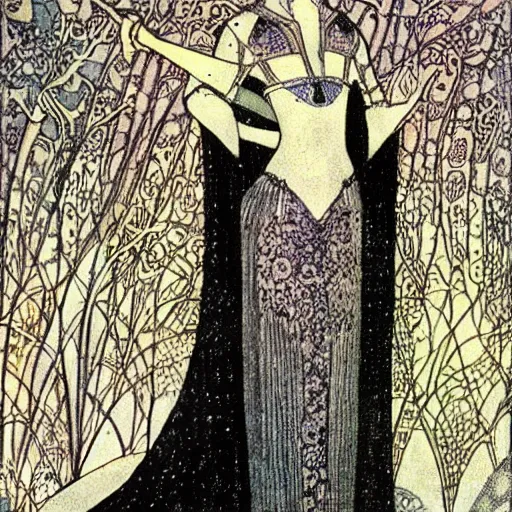 Image similar to beautiful young medieval queen by kay nielsen