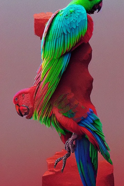 Prompt: A psychedelic parrot, ethereal, extremely high detail, photorealistic, cinematic lighting, artstation, octane render, art by Zdzisław Beksiński