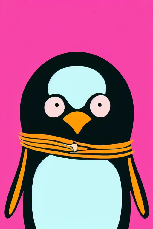 Prompt: minimalist boho style art of a colorful penguin, illustration, vector art