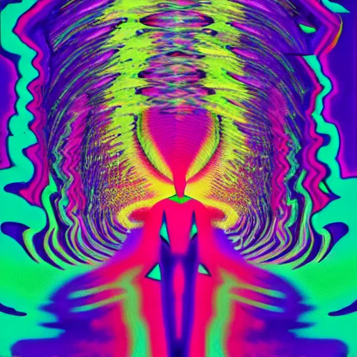 Prompt: dilated pupil psychedelic cosmic metaverse, a path to the high montains, glitch art, poster art