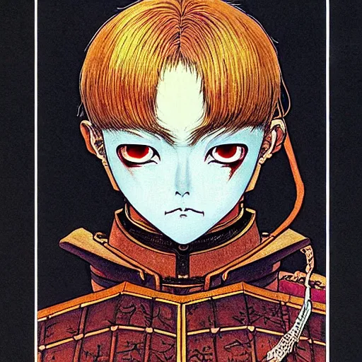 Image similar to prompt : portrait of knight painted in miyazaki color style drawn by katsuhiro otomo and takato yamamoto, inspired by fables, china doll face, smooth face feature, intricate oil painting, high detail, sharp high detail, manga and anime 2 0 0 0