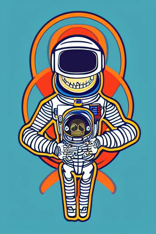 Image similar to A portrait of a skeleton as an astronaut, sticker, colorful, illustration, highly detailed, smooth and clean vector curves, no jagged lines, vector art, smooth