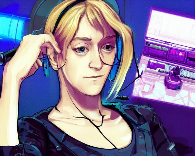 Image similar to Chloe Sevigny in a cyberpunk PC-98 visual novel