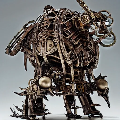 Image similar to a rampaging ashigaru steampunk - inspired mecha boar of bamboo, laquer and steel by brian froud and greg rutkowski