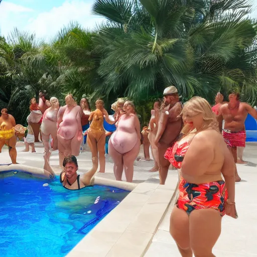 Prompt: fat pool party