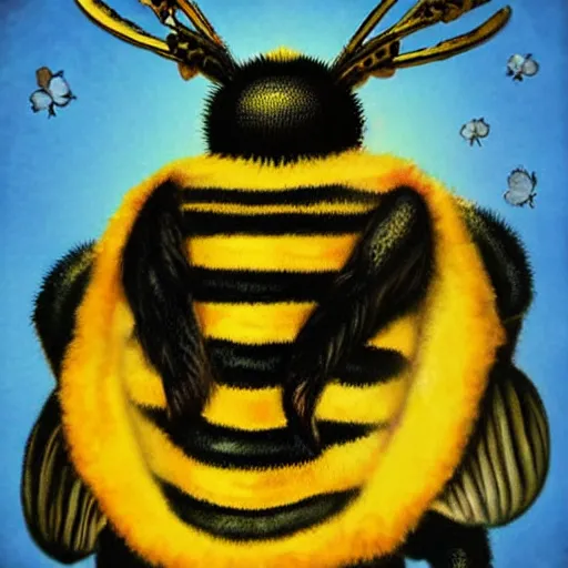 Prompt: giant bumblebee in the style of mark ryden