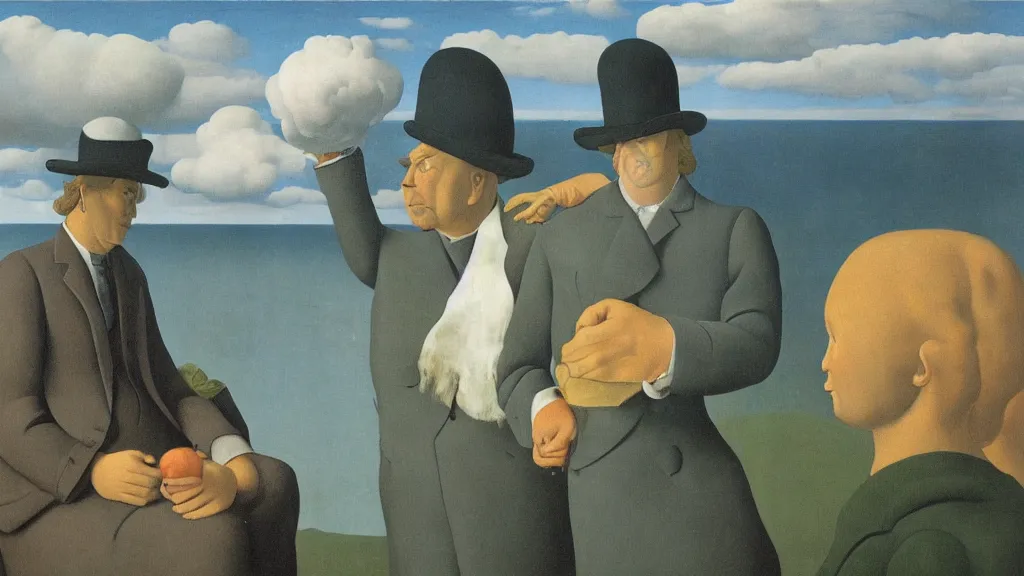 Prompt: the travels of Gulliver by Magritte