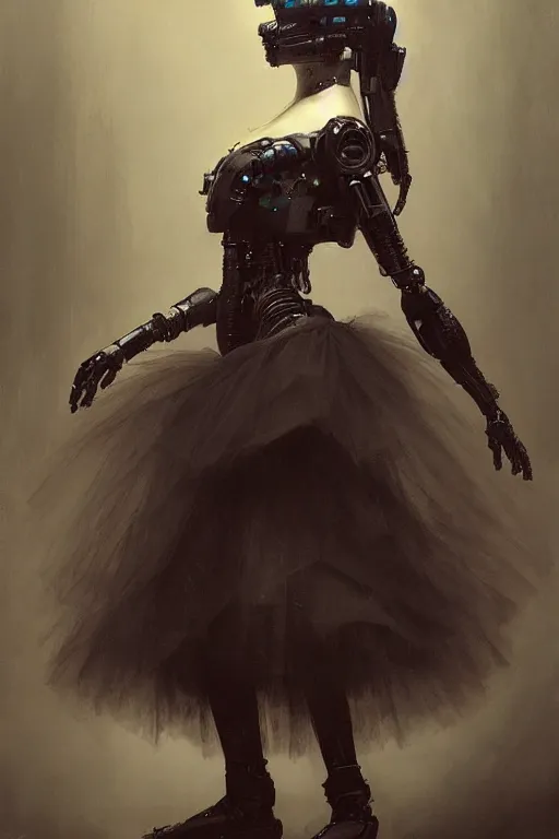 Image similar to laying beautiful painting of a crowned robotic cyberpunk ballerinain a gothic dark flowing tutu intricate, elegant, highly detailed, digital painting, artstation, concept art, by krenz cushart and artem demura and william adolph bouguereau