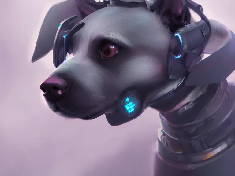 Image similar to cyborg dog, furry art, furaffinity, extremely detailed, digital painting, artstation, concept art, smooth, sharp focus, illustration, trending