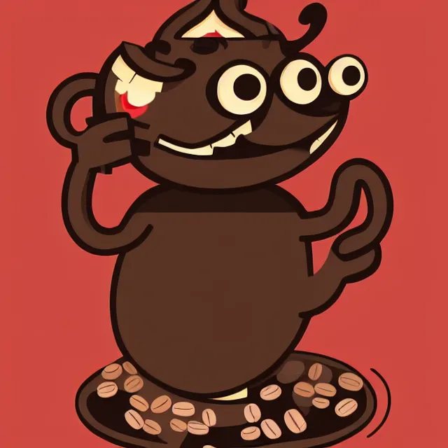 Prompt: coffee monster illustration, behance, sam nassour, stylized cute illustrated art