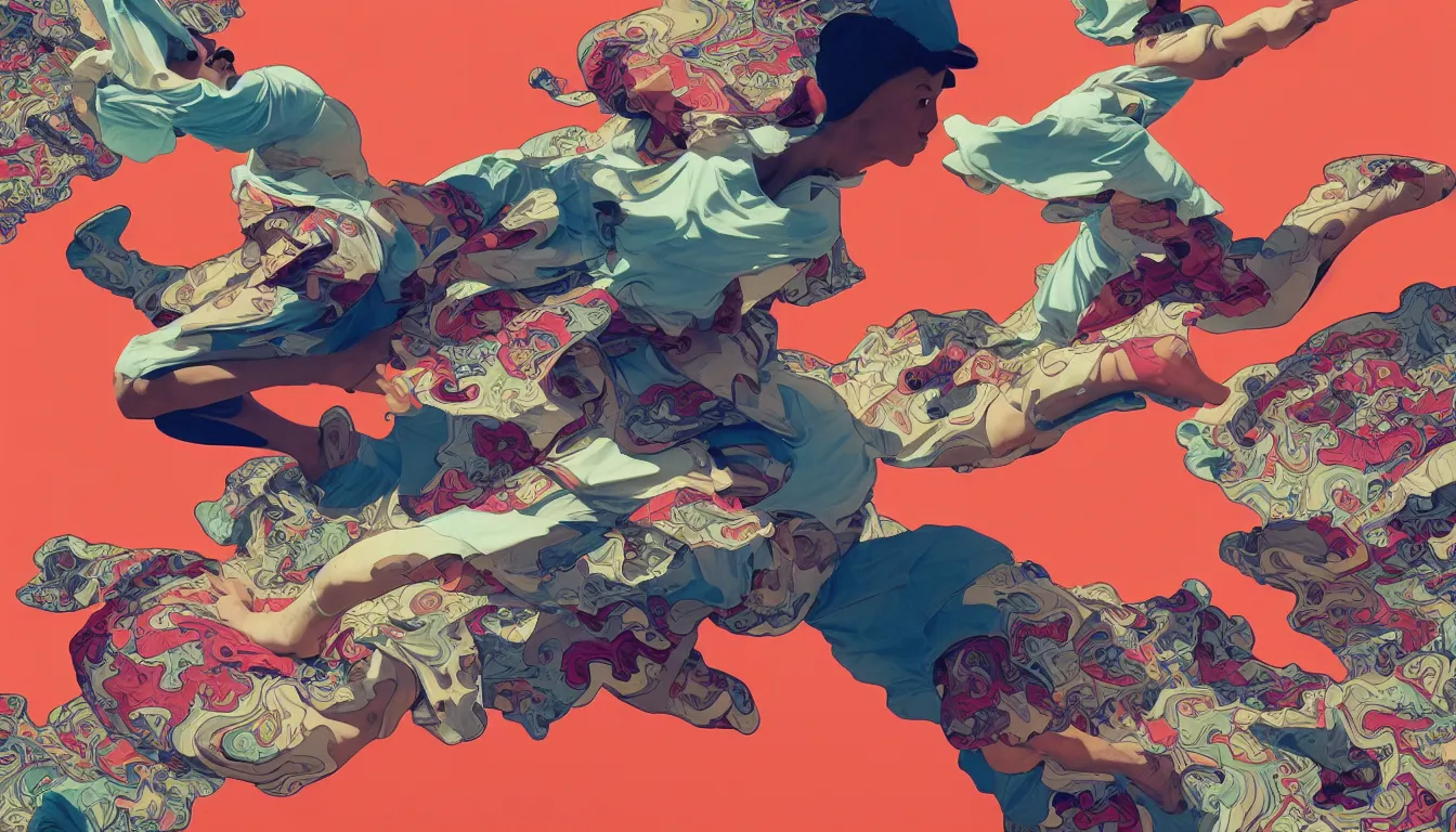 Image similar to excellent painted isometric view of 'nike air max 1', high quality masterpiece painted, patterned background, 4k, trending on artstation, octane render, art by James Jean and artgerm and greg rutkowski and alphonse mucha and craig mullins and James Jean and Andrei Riabovitchev and Marc Simonetti and peter mohrbacher