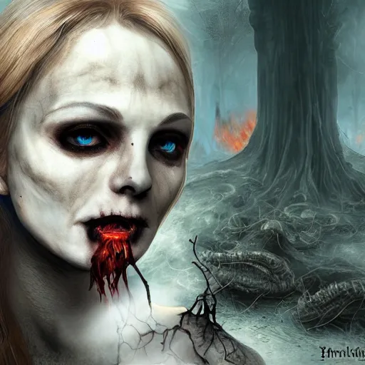 Image similar to smoke and fire with human eyes gothic horror eldritch hyper realistic