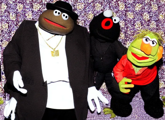 Image similar to biggie smalls in the muppets show, as a muppet