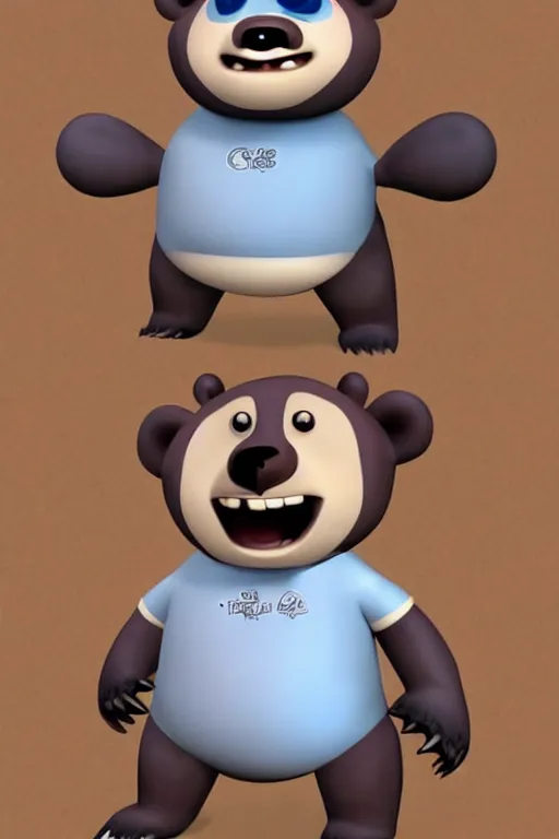 Image similar to a cute perfect bear character by pixar