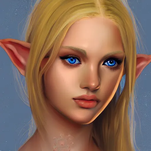 Prompt: Portrait of a beautiful blonde elf girl, detailed digital art