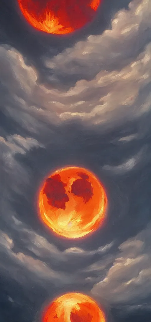 Prompt: fire moon, oil Painting, ultradetailed, artstation, ultradetailed, digital Painting,