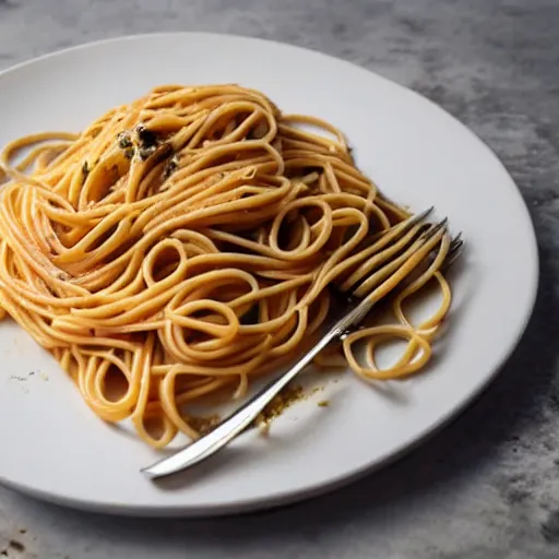 Image similar to photo of a plate of pasta made of human hair