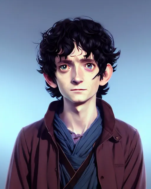 Prompt: portrait Anime playing Frodo Baggins || cute-fine-face, pretty face, realistic shaded Perfect face, fine details. Anime. realistic shaded lighting by Ilya Kuvshinov katsuhiro otomo ghost-in-the-shell, magali villeneuve, artgerm, Jeremy Lipkin and Michael Garmash and Rob Rey Elijah Wood