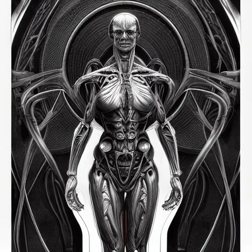 Prompt: full body portrait of a sci-fi alien goddess anatomical ink drawing in the style of h.r. giger, highly detailed, digital painting, artstation, concept art, smooth, sharp focus, illustration, art by artgerm and greg rutkowski and alphonse mucha