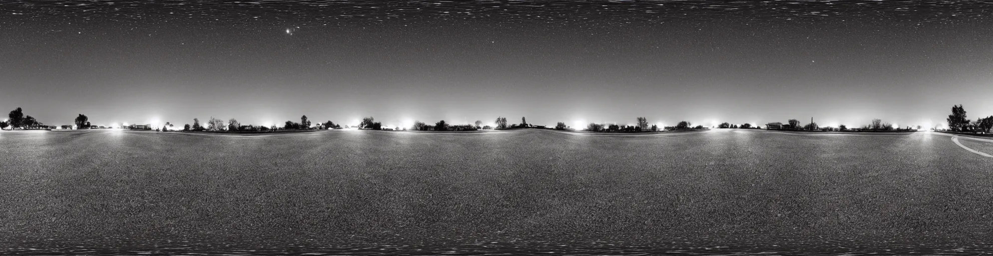 Image similar to spherical panorama photo of country american small town street night bright sky 5 0 mm