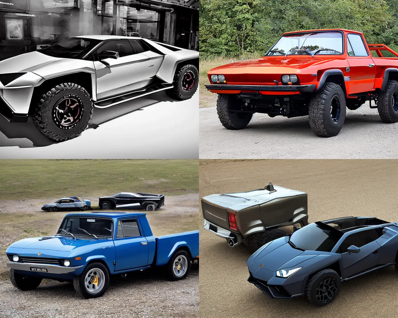 Prompt: a lamborghini pickup truck