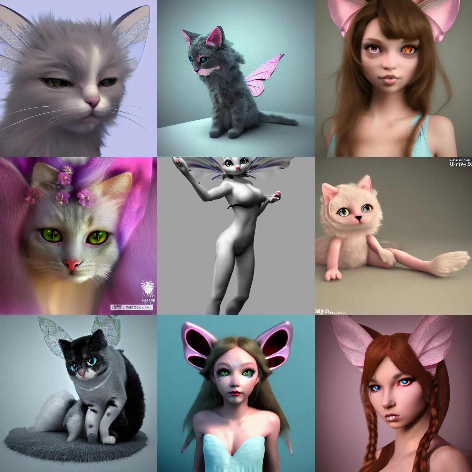 Prompt: kitty fairy, concept art, ultra realistic, 3 d render, studio art