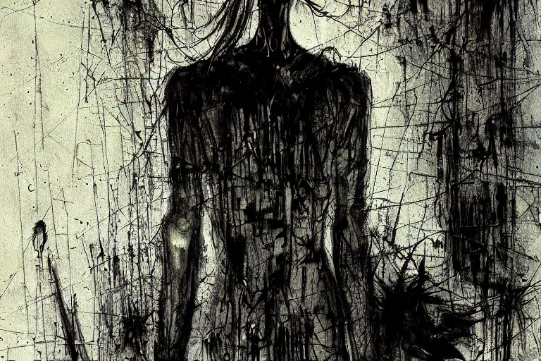 Image similar to horror painting of Missing 411 anomaly by ben templesmith