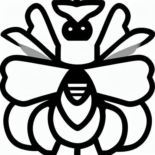Prompt: bee icon image, black and white, bold lines artistic